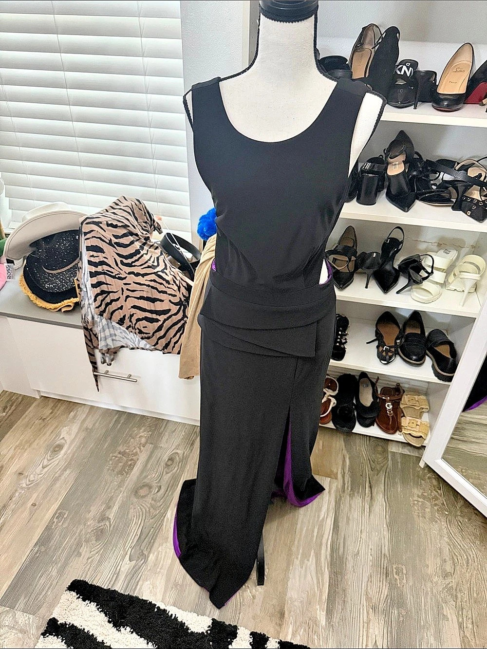 Black & Purple Cutout Maxi Dress Like New